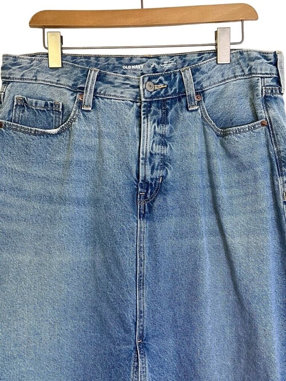 90s Denim Midi Skirt Women Sz 14 Blue Jean Midi Boho Country Classic 90s - Picture 2 of 11